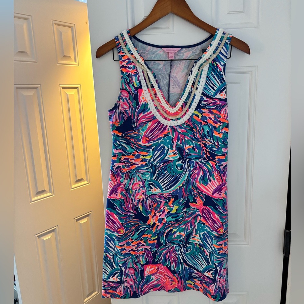 Lilly Pulitzer Harper Shift Dress | True Blue Seas the Day | XS | EUC